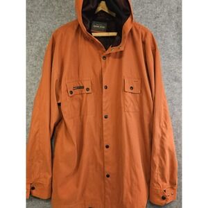 Guess Hooded Softshell Jacket Men's 2XL Full Snap Orange Pockets Retro‎ 90's Y2K